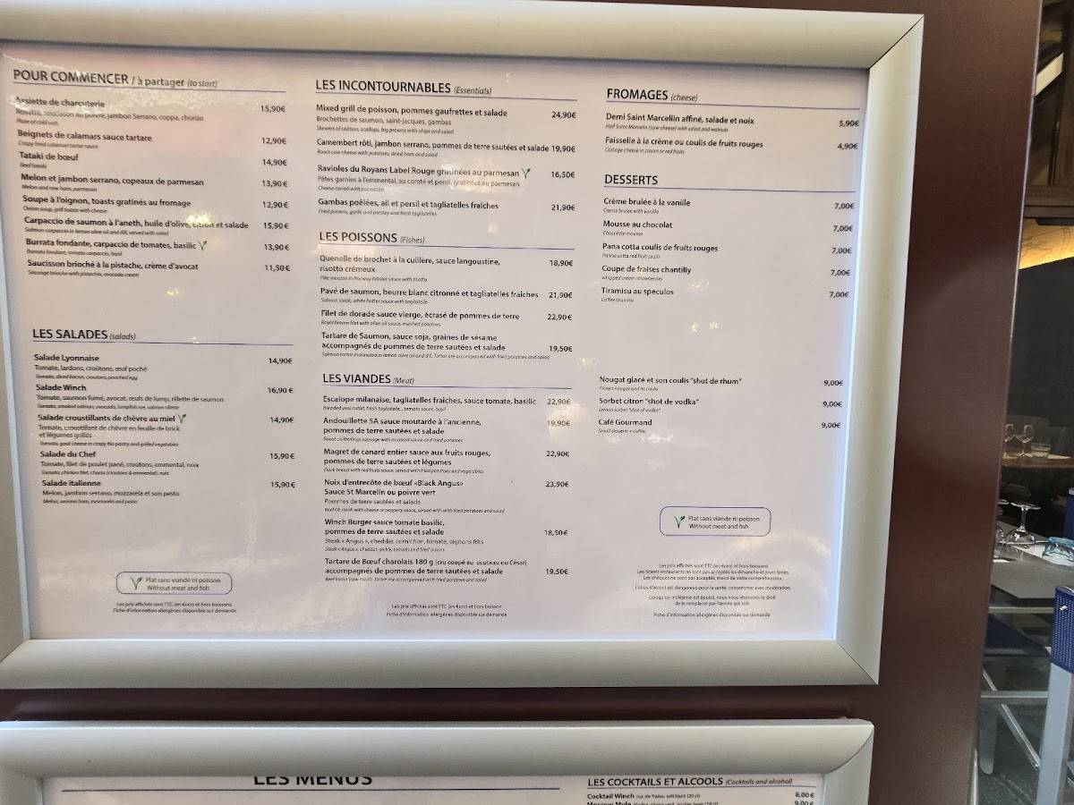 Menu de Le Winch