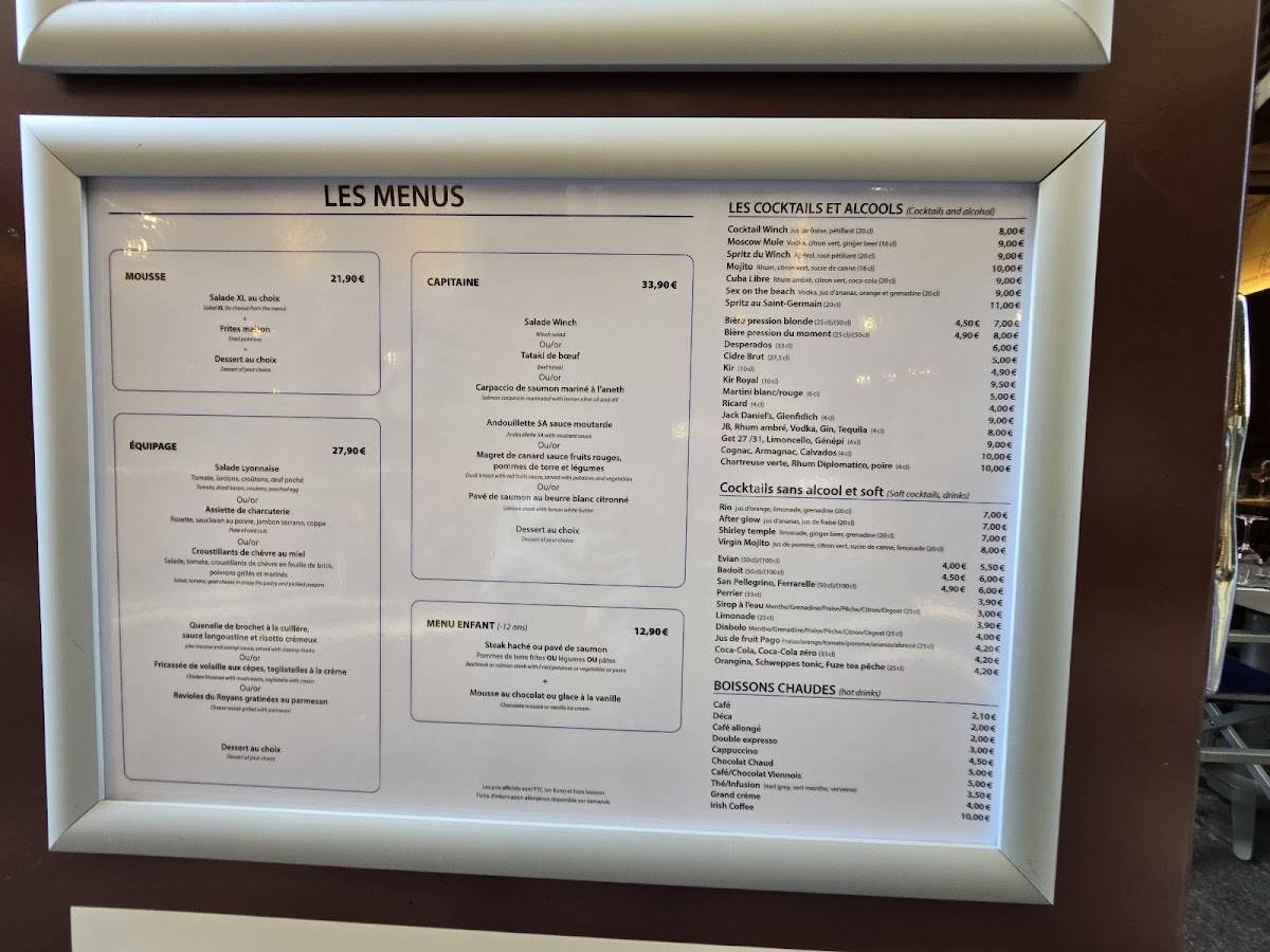 Menu de Le Winch