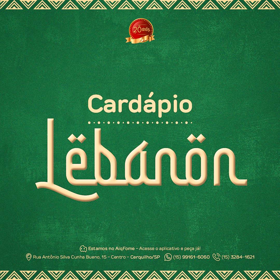 Lebanon Cozinha Árabe cardápio
