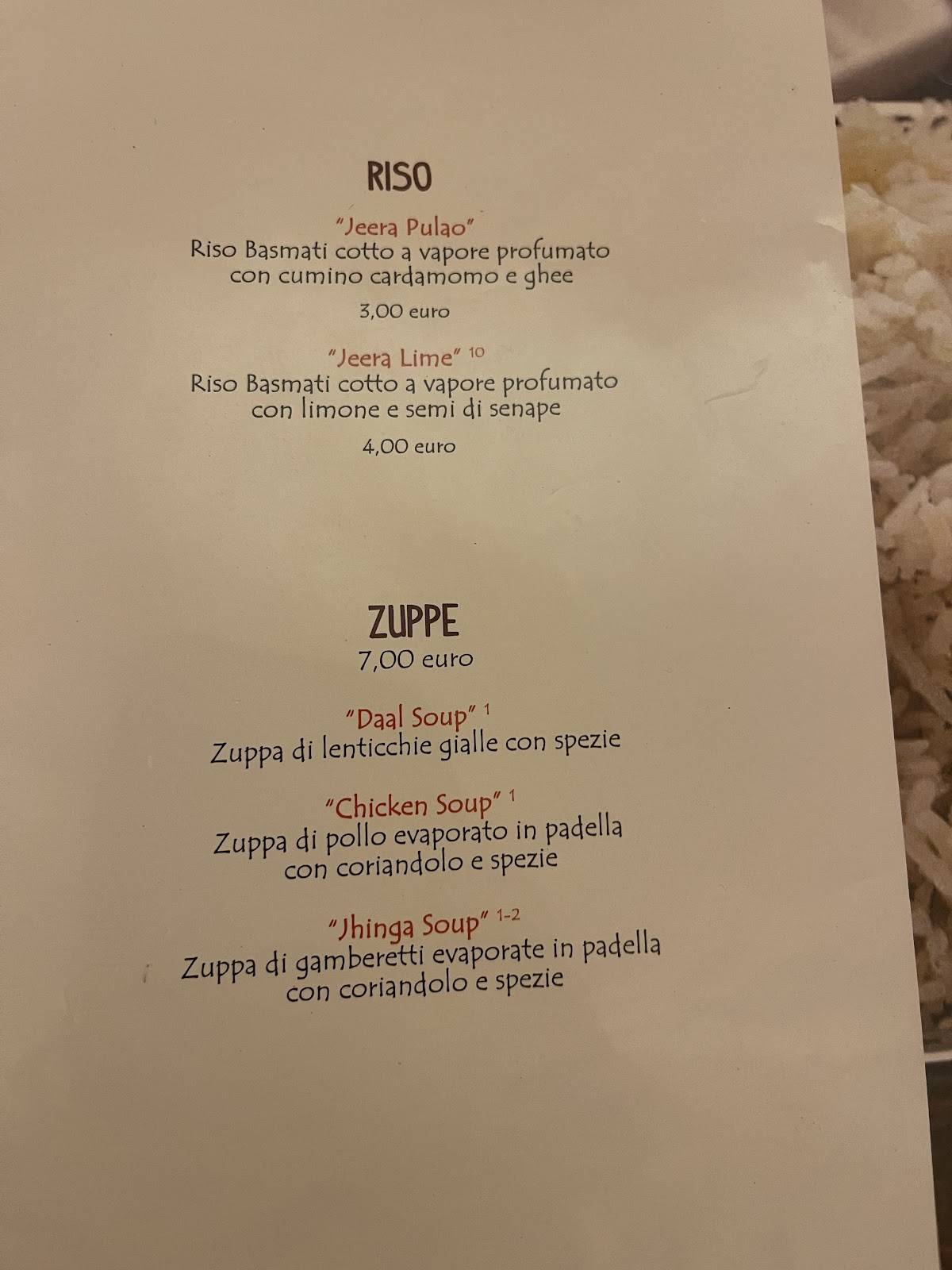 Menu di Ristorante Indiano Curcuma 