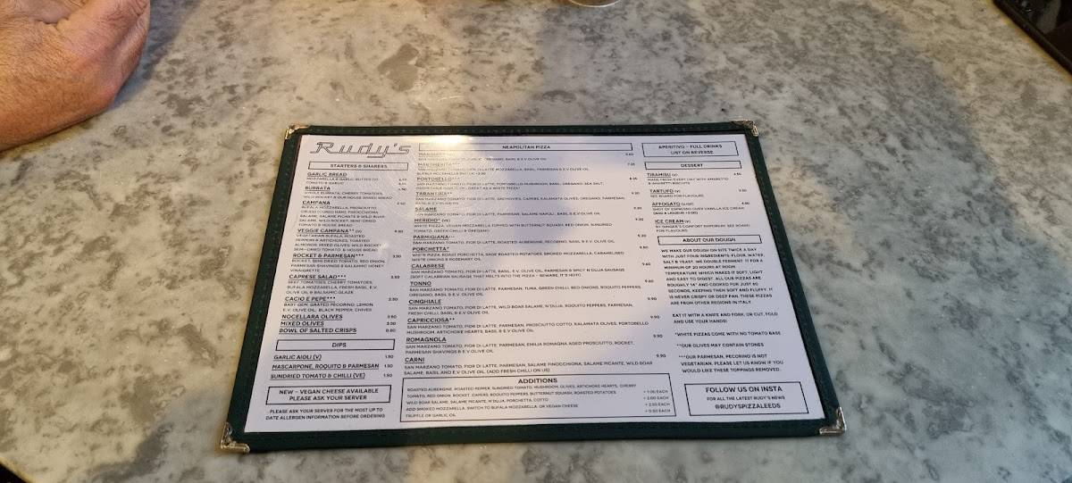 Menu at Rudy's Pizza Napoletana - Leeds restaurant, Leeds