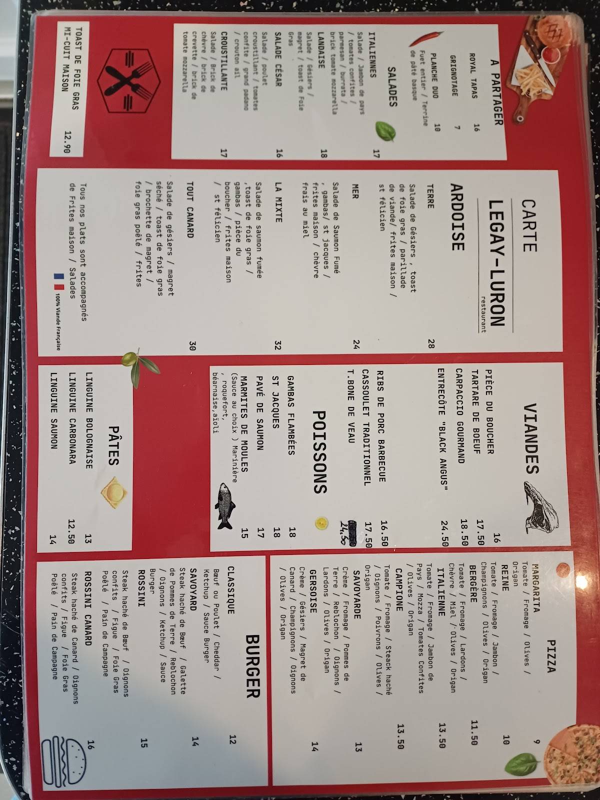 Menu de Legay luron