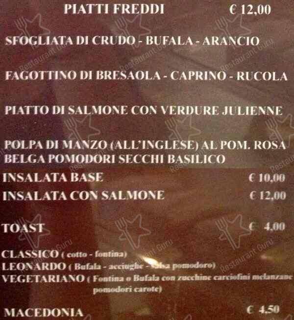 Menu di Leonardo 