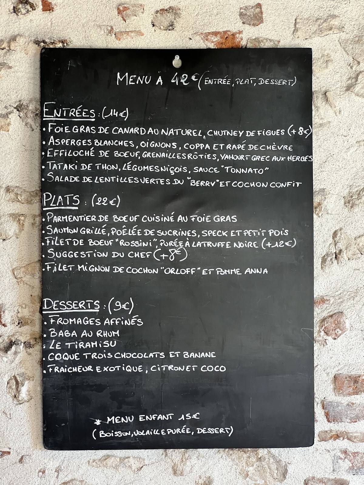 Menu de Les Toqués