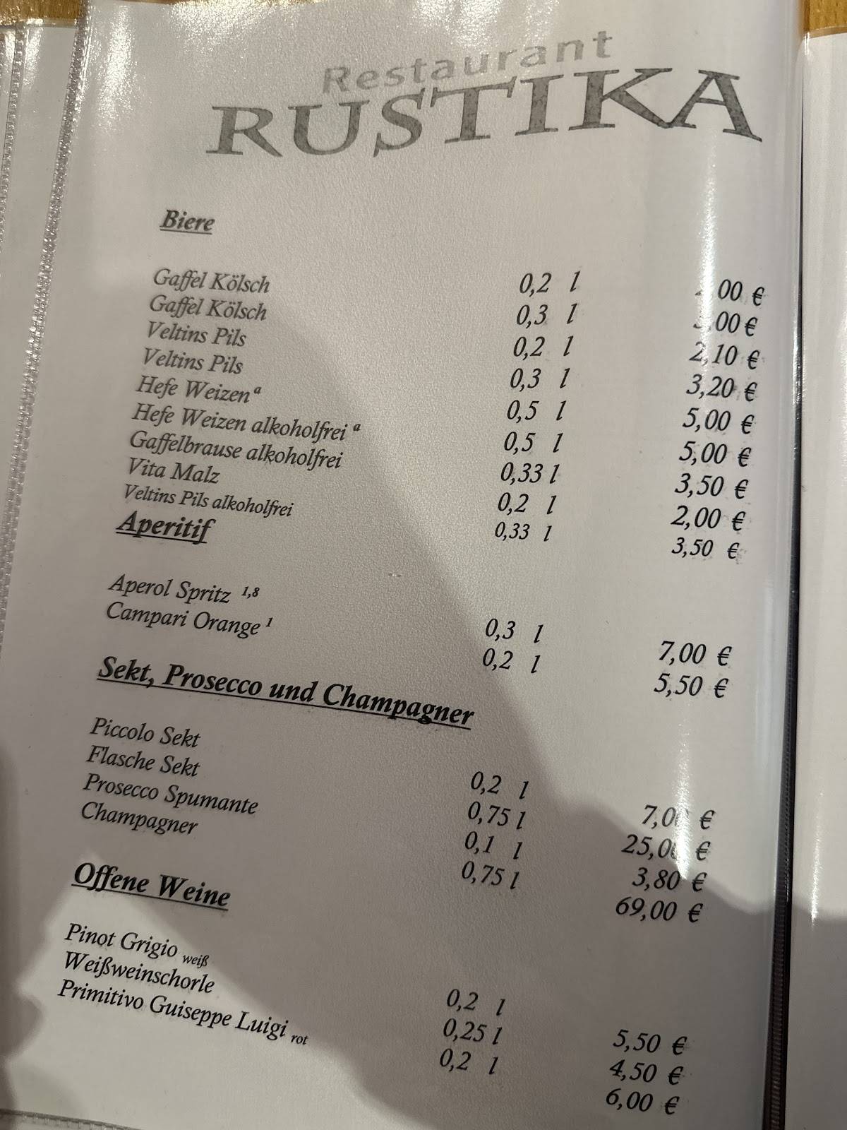 Menu de Restaurant Rustika - Leverkusen