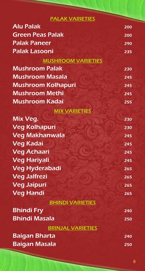 Liberty Veg Restaurant menu