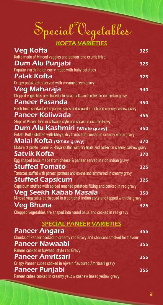 Liberty Veg Restaurant menu
