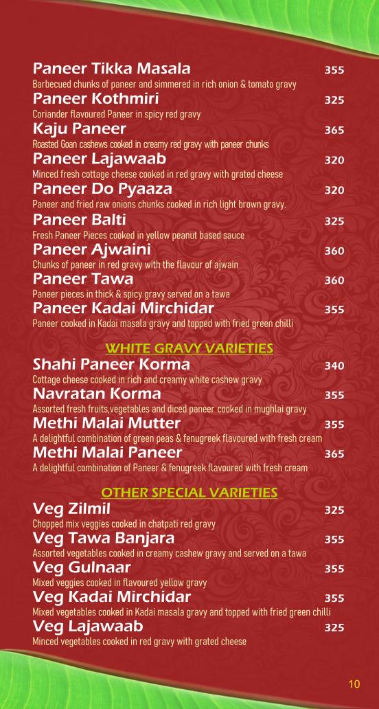 Liberty Veg Restaurant menu
