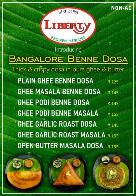 Liberty Veg Restaurant menu