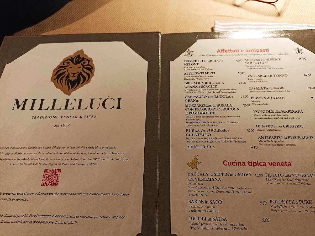 Speisekarte von Ristorante Pizzeria Mille Luci, Lido di Jesolo