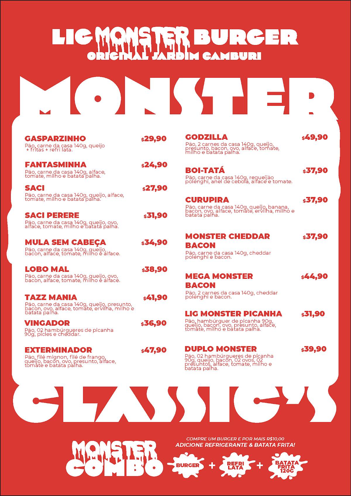 Lig Monster Hamburgueria cardápio