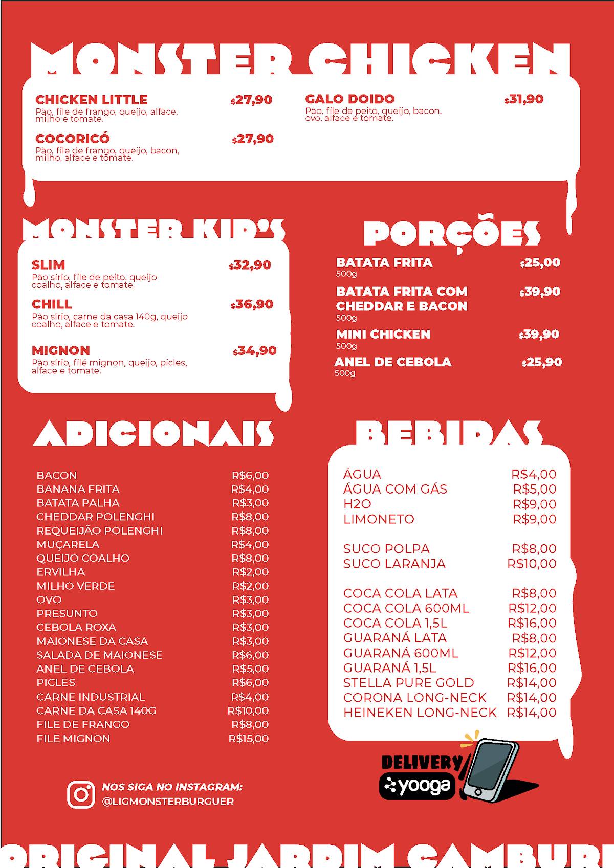 Lig Monster Hamburgueria cardápio