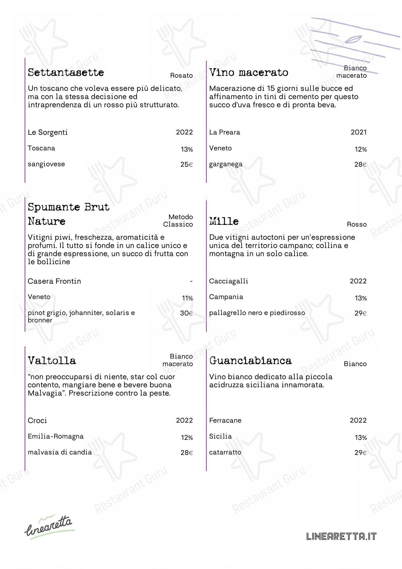 Menu di Linearetta - Menu