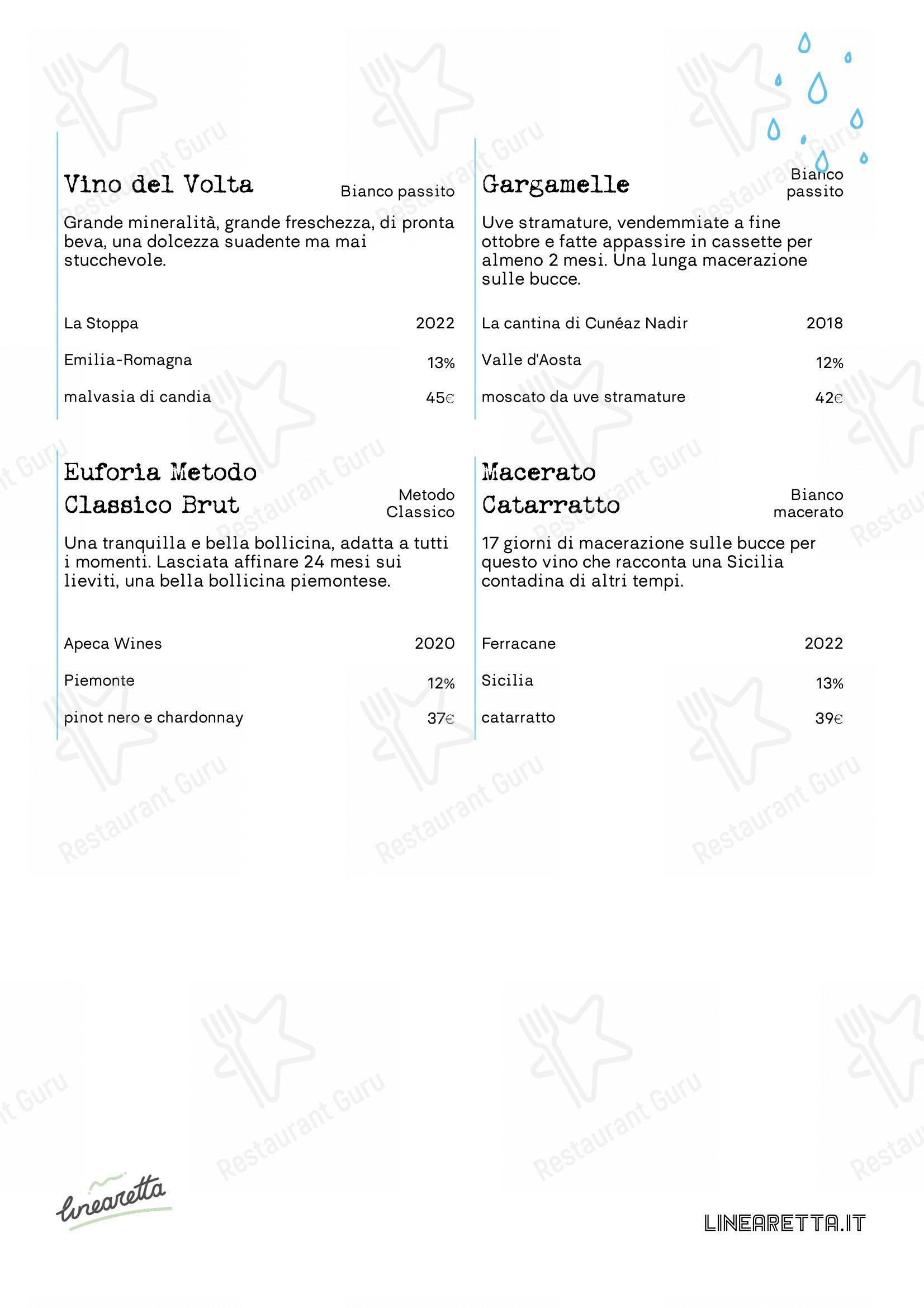 Menu di Linearetta - Menu