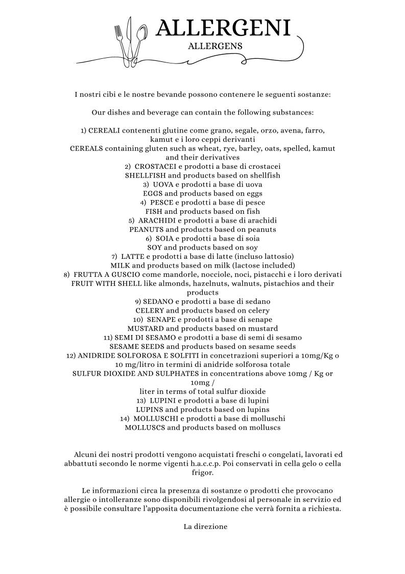 Menu di Roxy Bar Ristorante - Pizzeria 