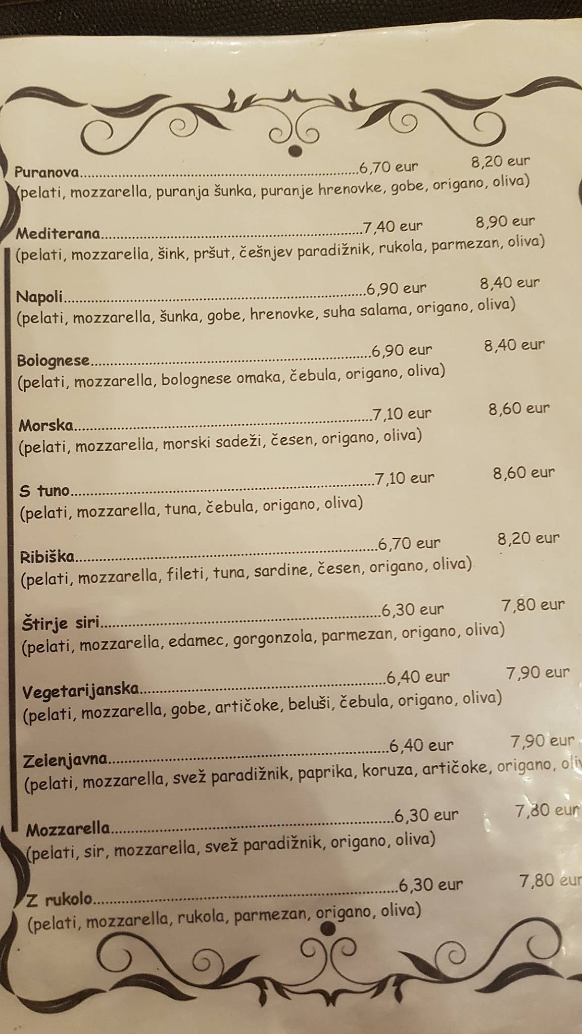 Menu di Pizzeria Napoli 