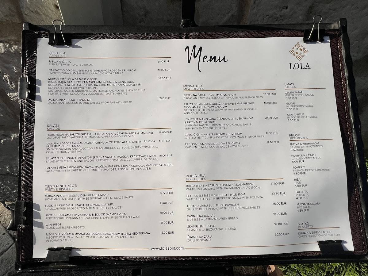Menu di Lola Split 