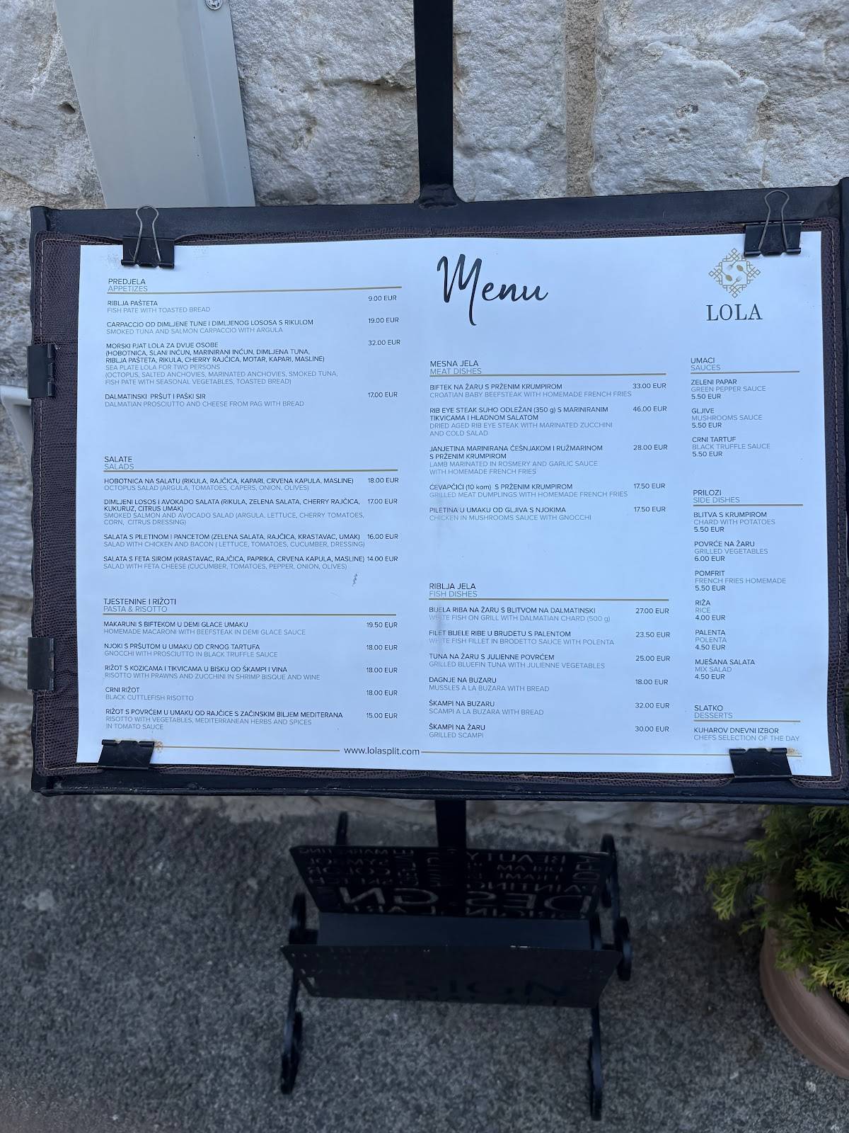 Menu di Lola Split 
