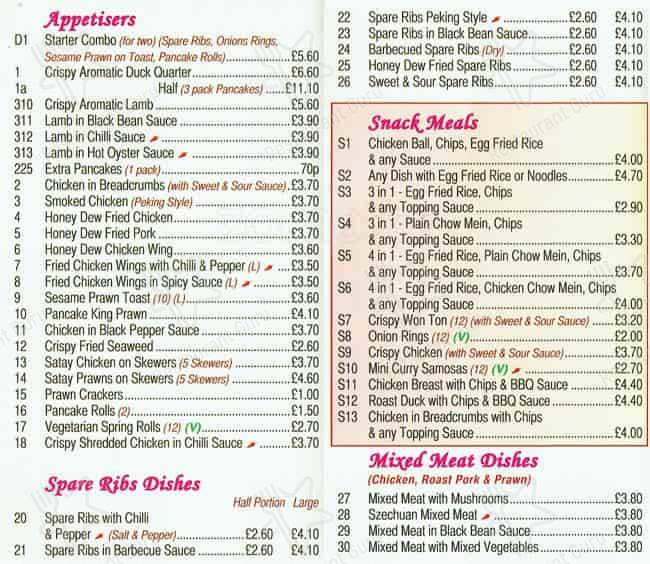 New Beijing Takeaway menu