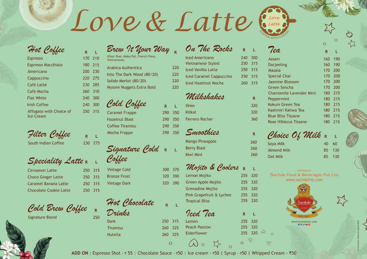 Love & Latte CBD Belapur menu