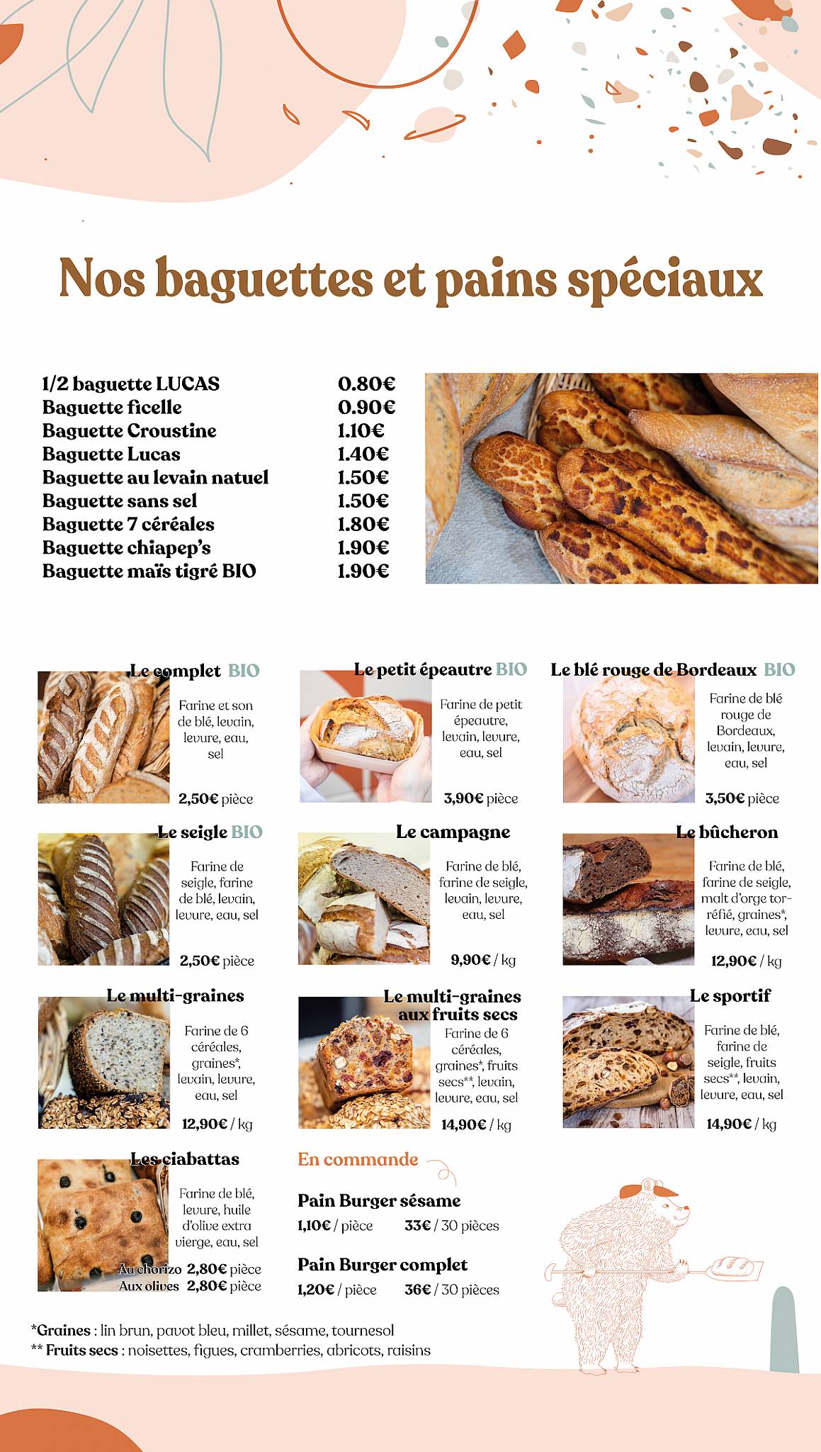 Menu de Lucas - Boulanger | Pâtissier | Traiteur
