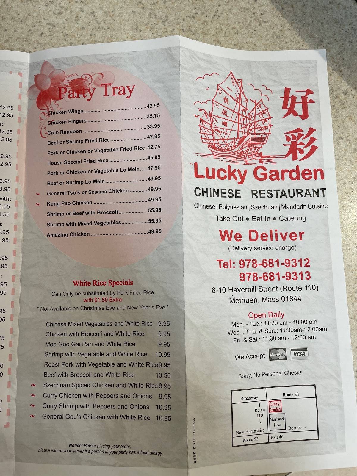 Menu At Lucky Garden Restaurant Methuen