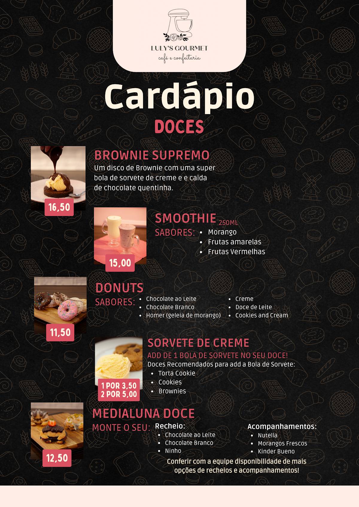 Luly´s Confeitaria Gourmet cardápio