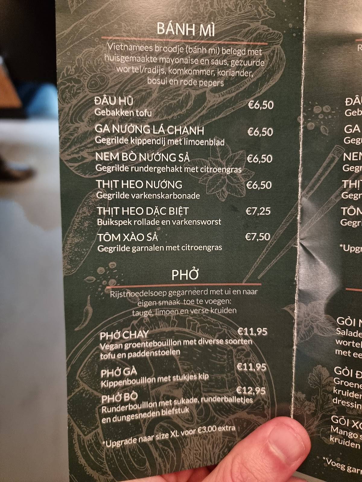 Menu au MAM Vietnamese Street Food, Nimegue