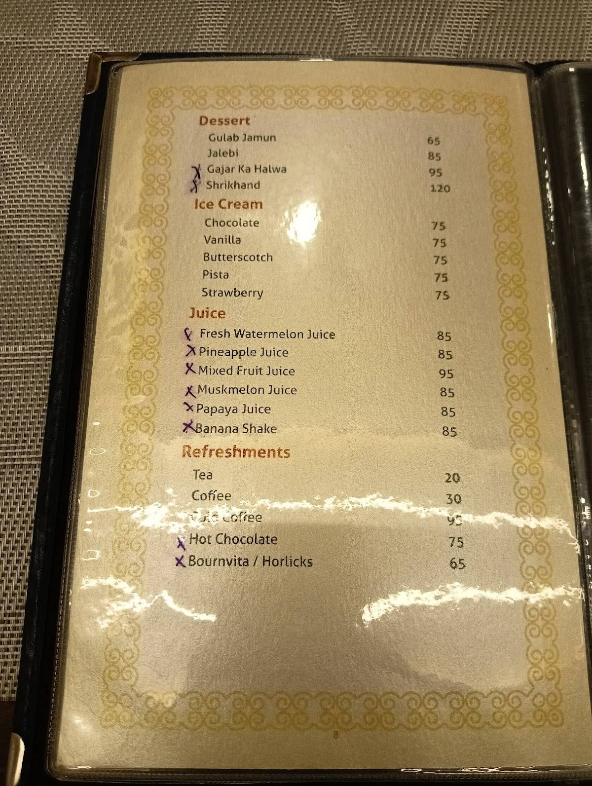 MAURYA BANQUET HALL AND RESTAURANT menu