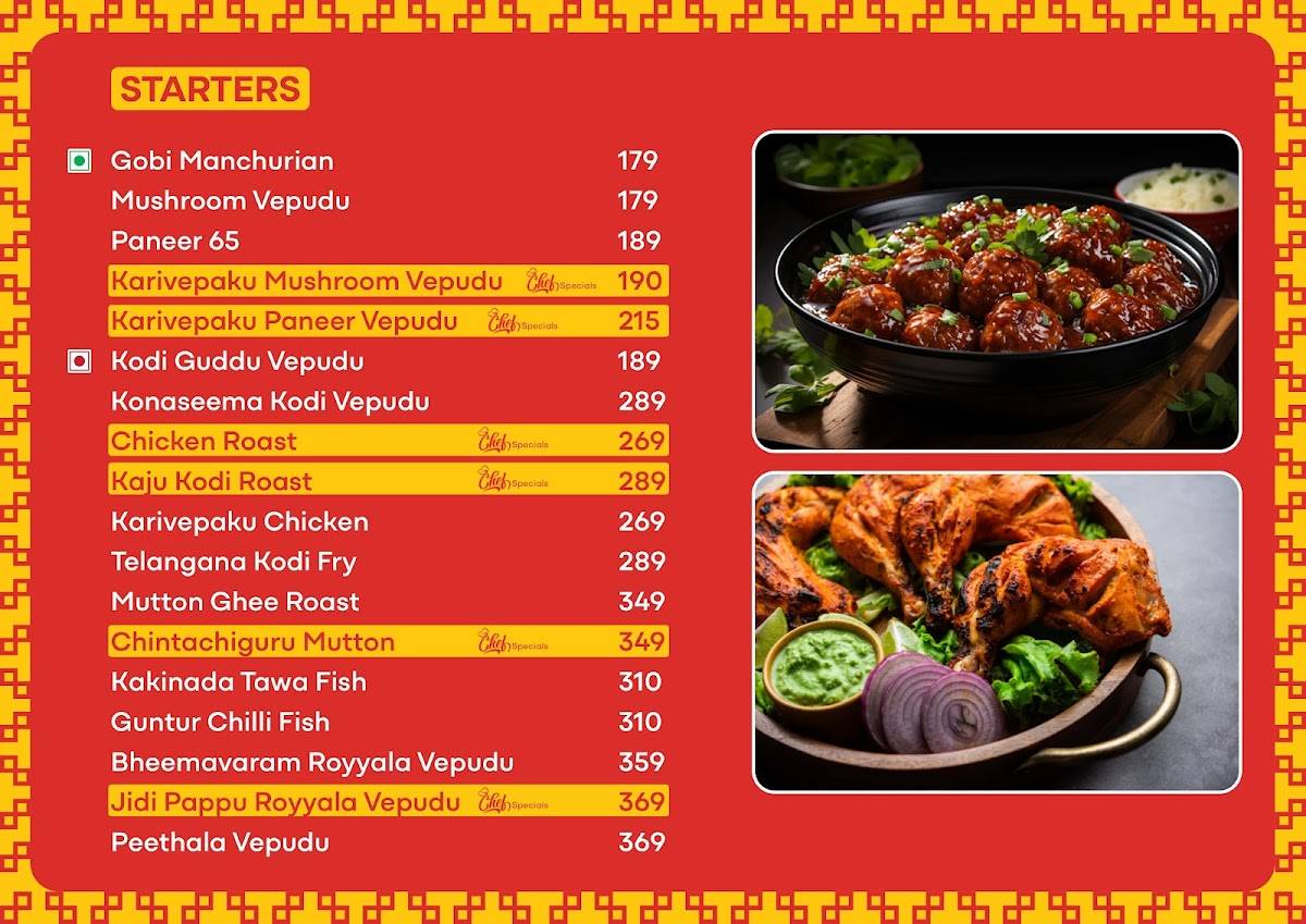 MEESALA RAJUGARI MESS menu