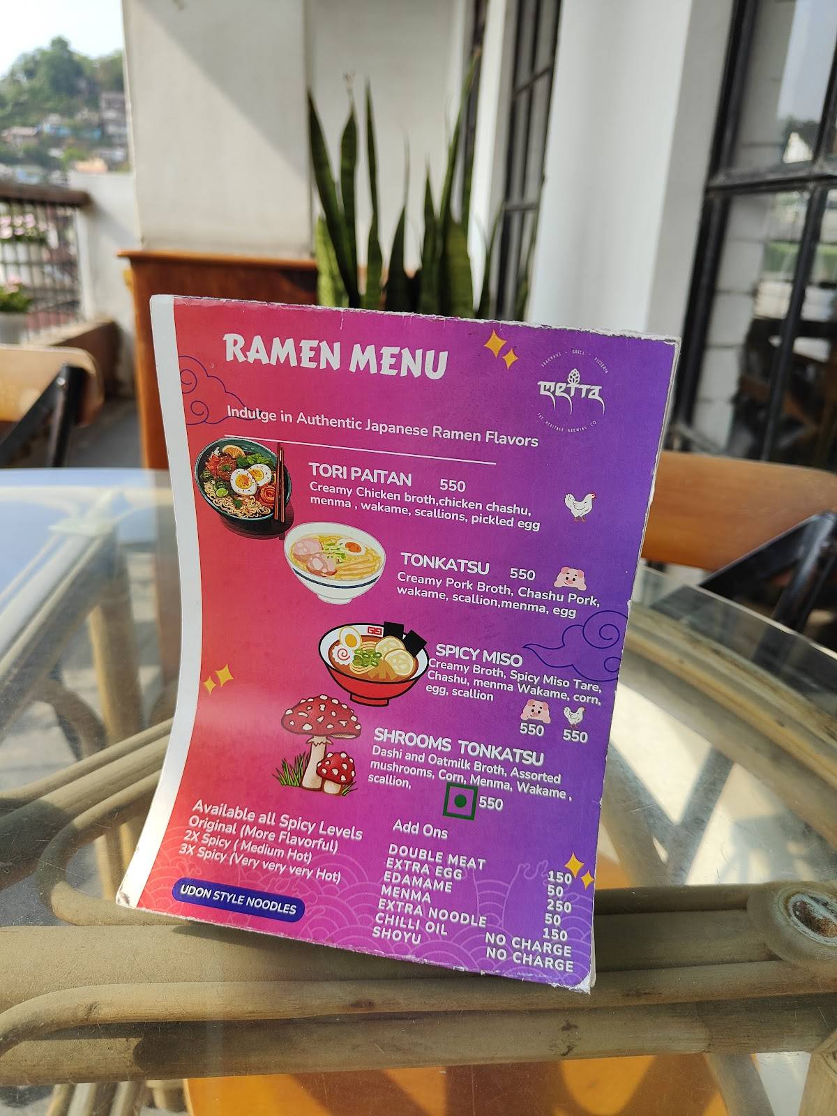 METTA menu