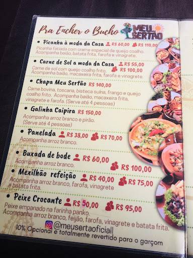 MEU SERTÃO Restaurante & Clube cardápio