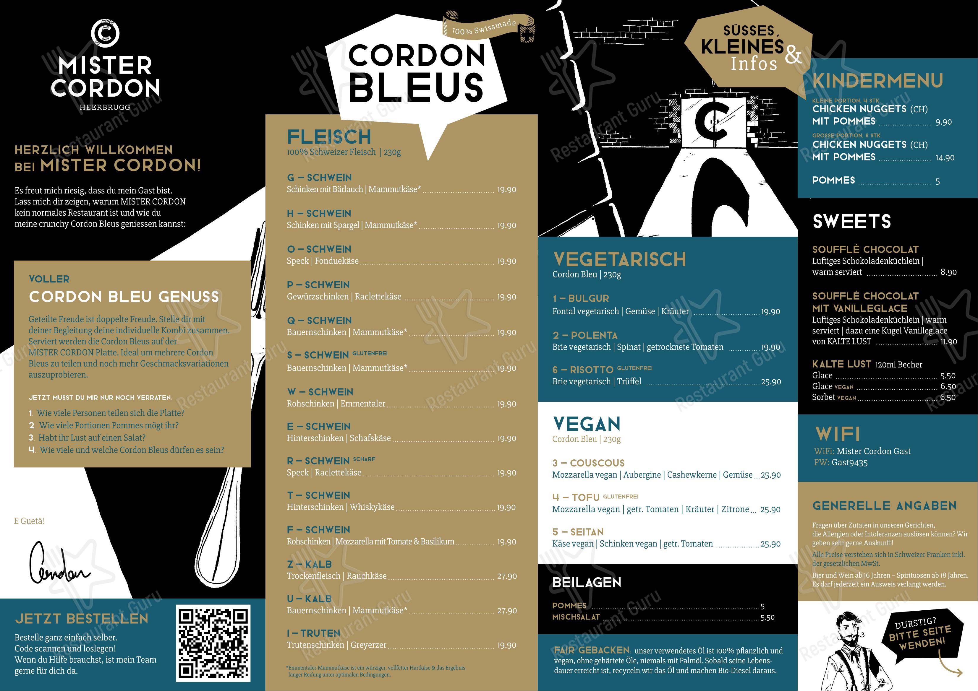 Menu di MISTER CORDON Adelboden - 菜单