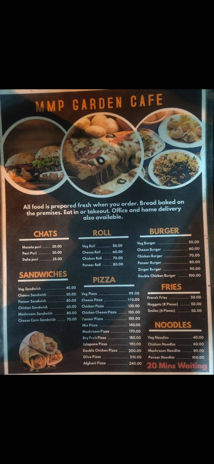 MMP Garden Cafe menu