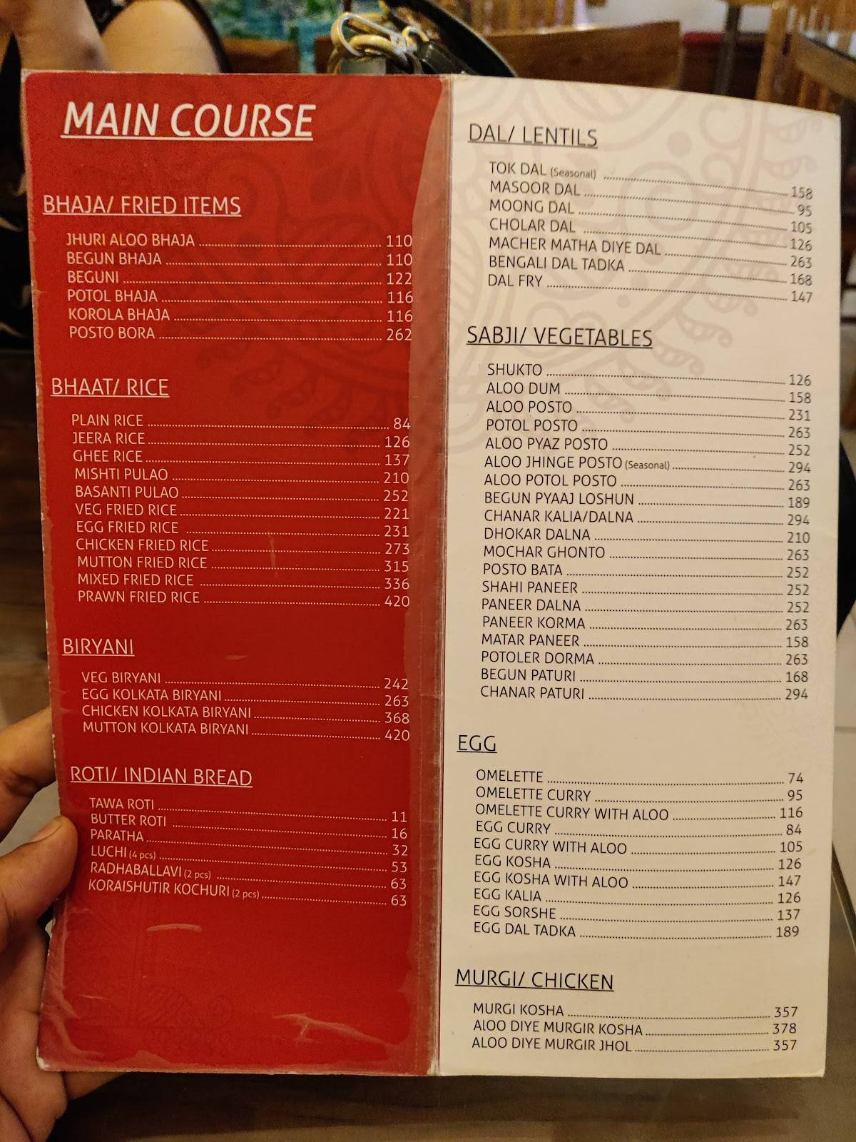 Maa Tara Restaurant menu