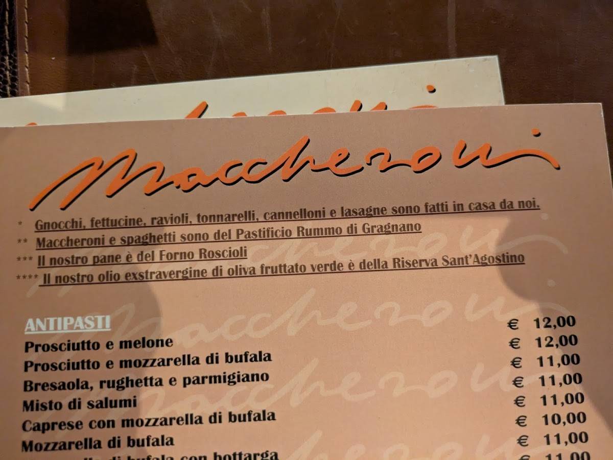 Menu di Maccheroni 