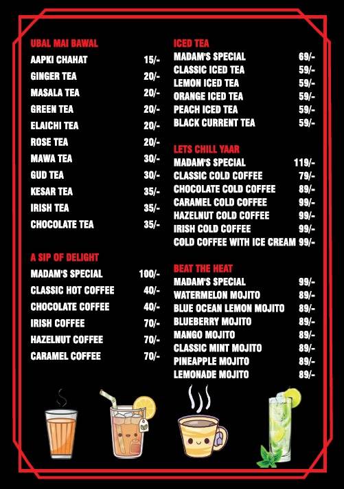 Madam Chai Wali menu
