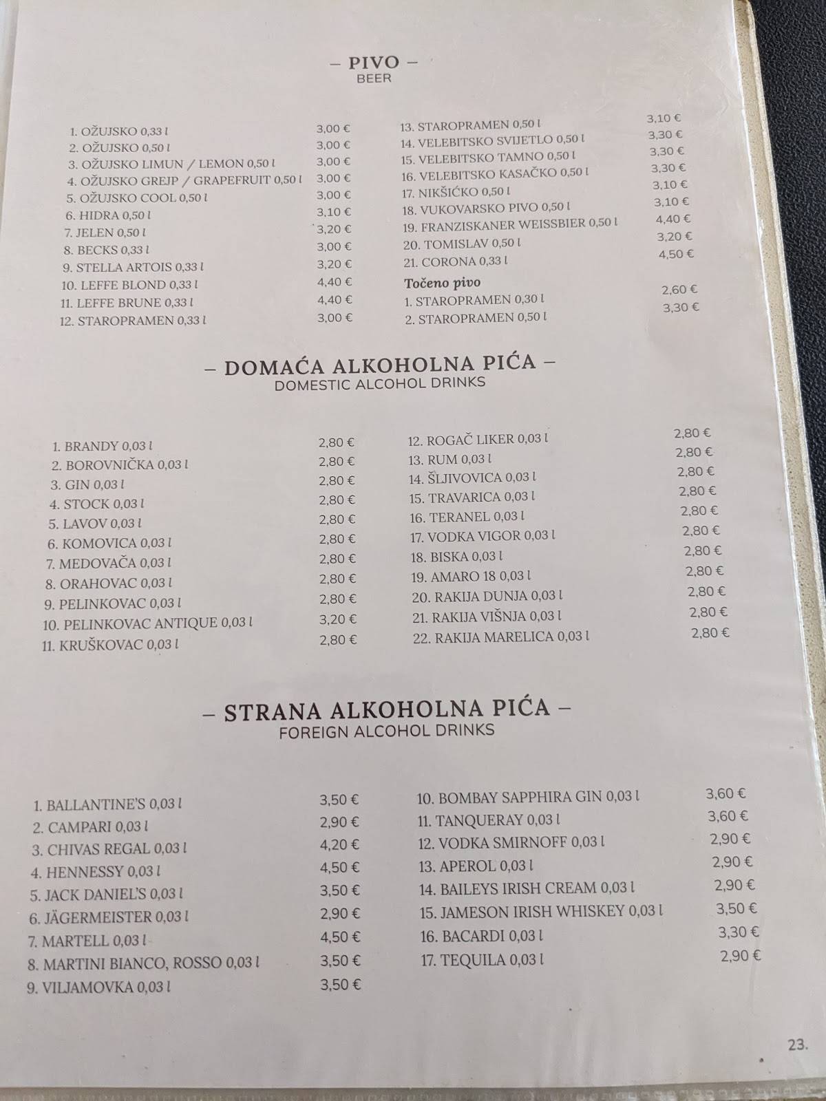 Menu di Magazinska klet - Pri staroj smokvi 