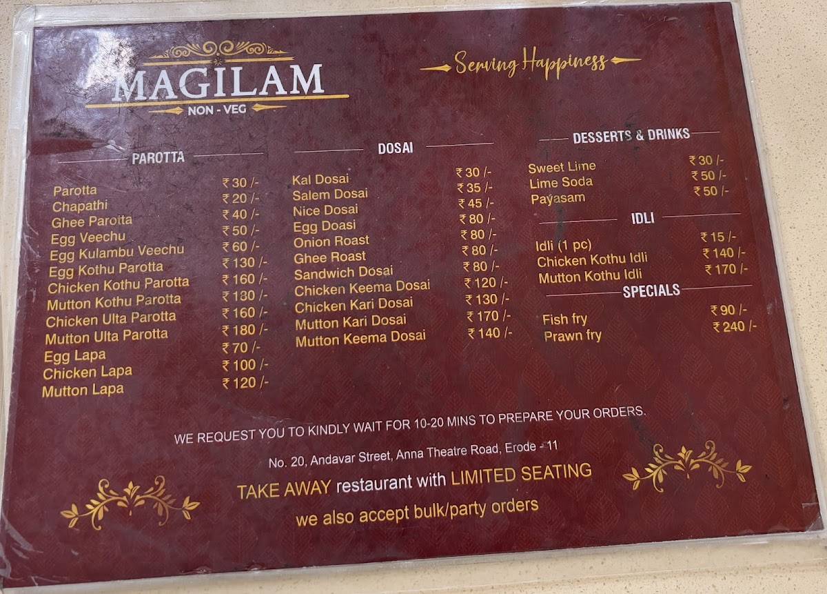 Magilam Non-veg Restaurant menu