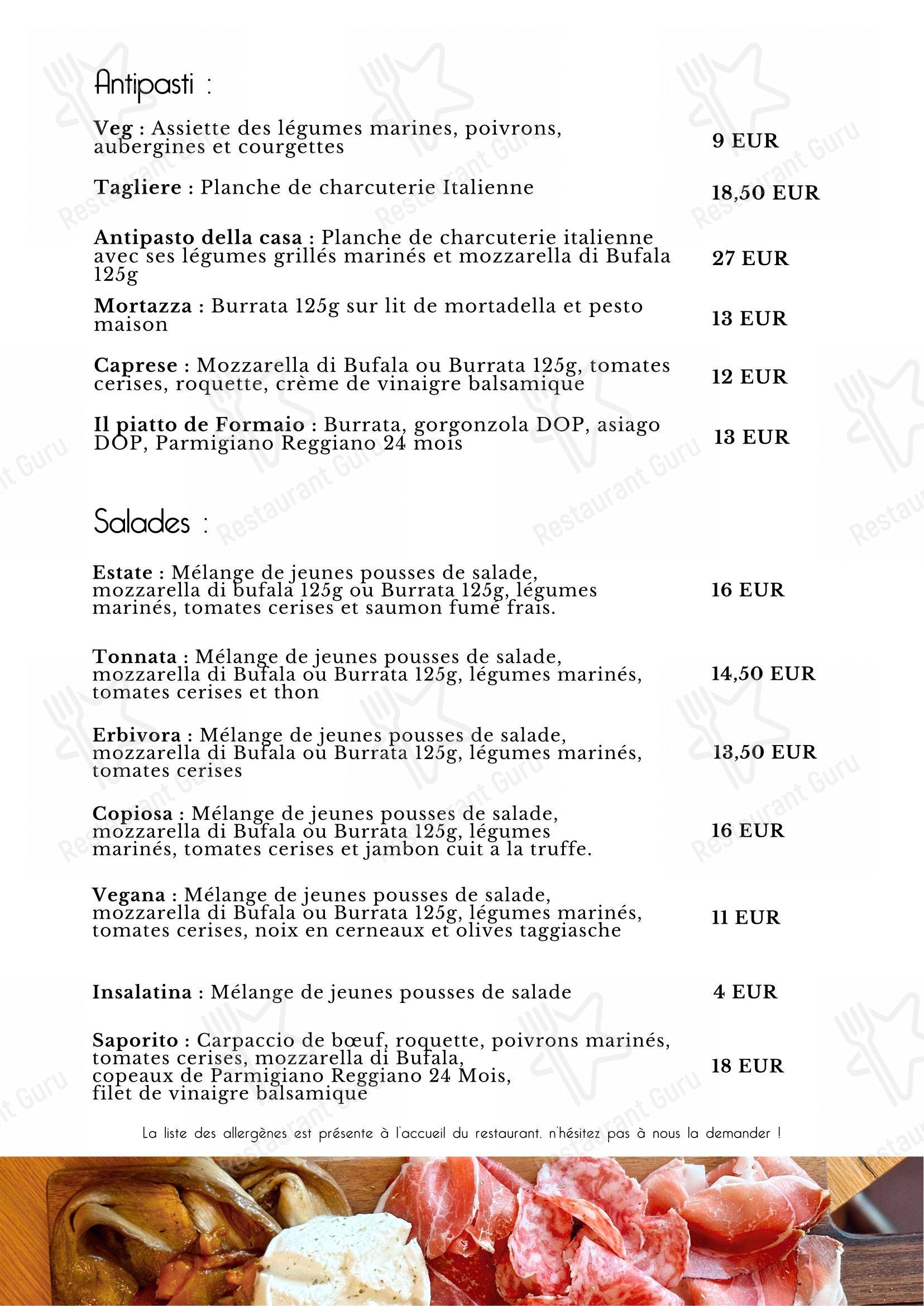Menu pour Magnagati pizzeria