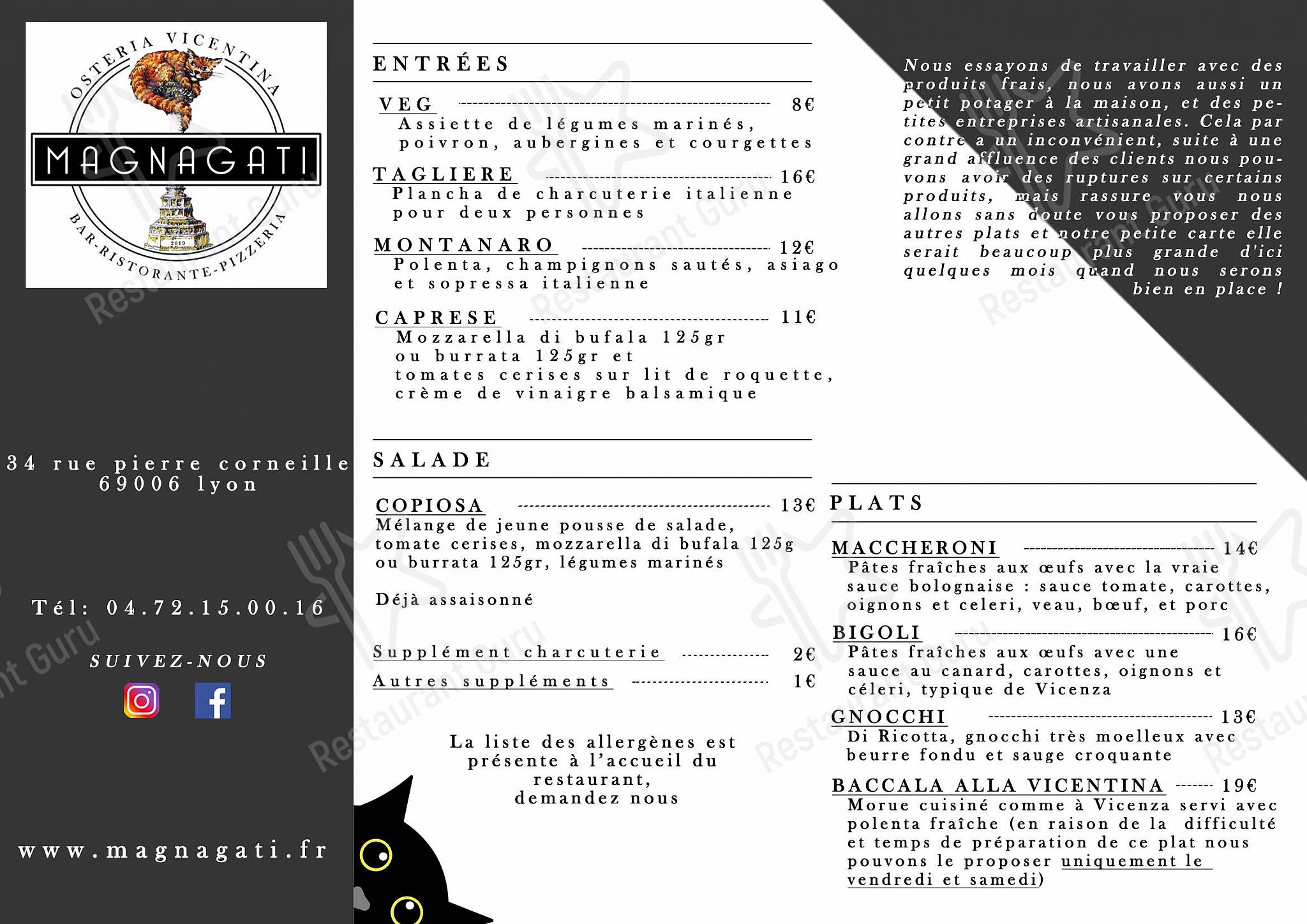Magnagati dans Lyon - Dinner Menu
