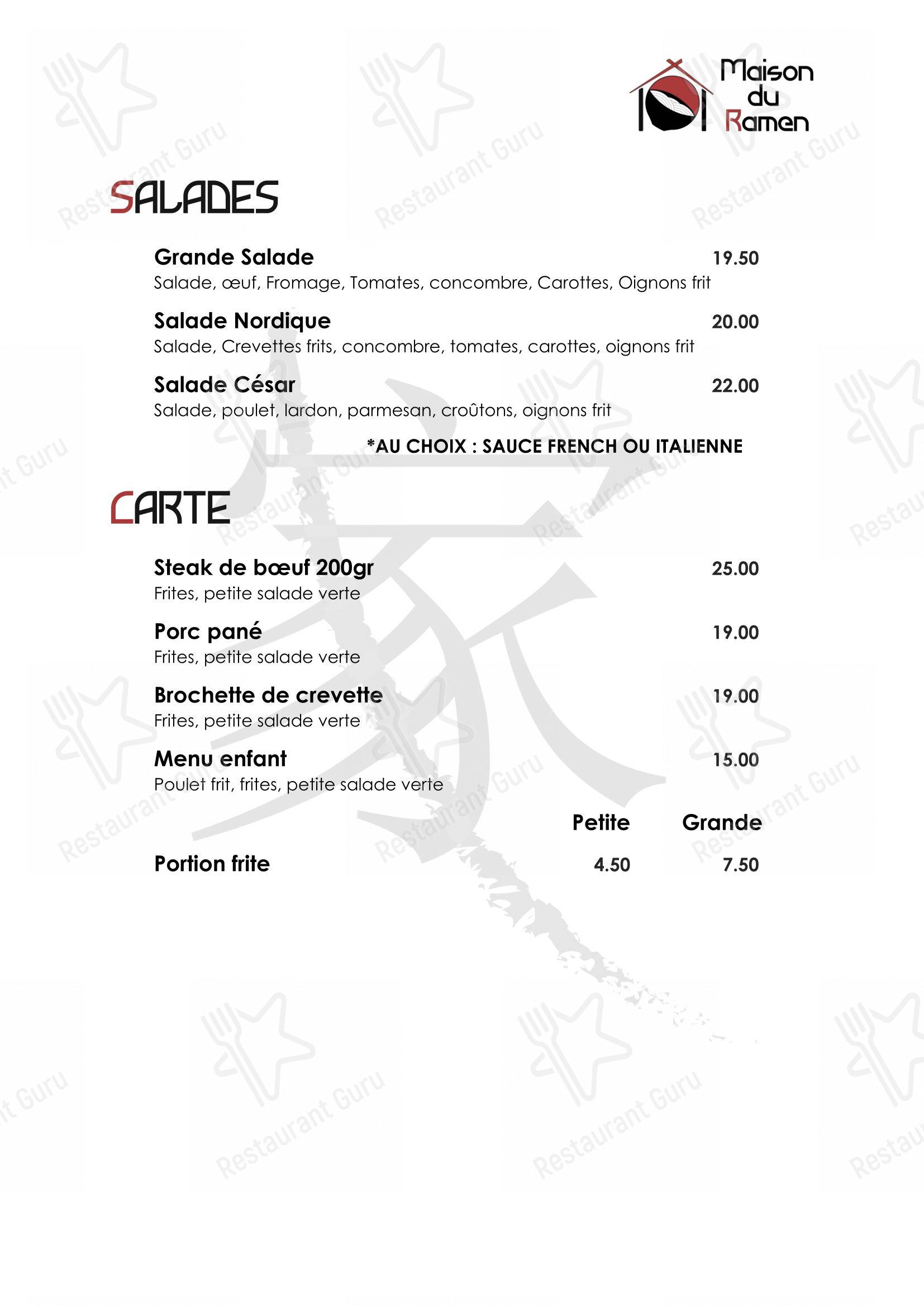 Menu pour Maison du Ramen dans Neuchâtel