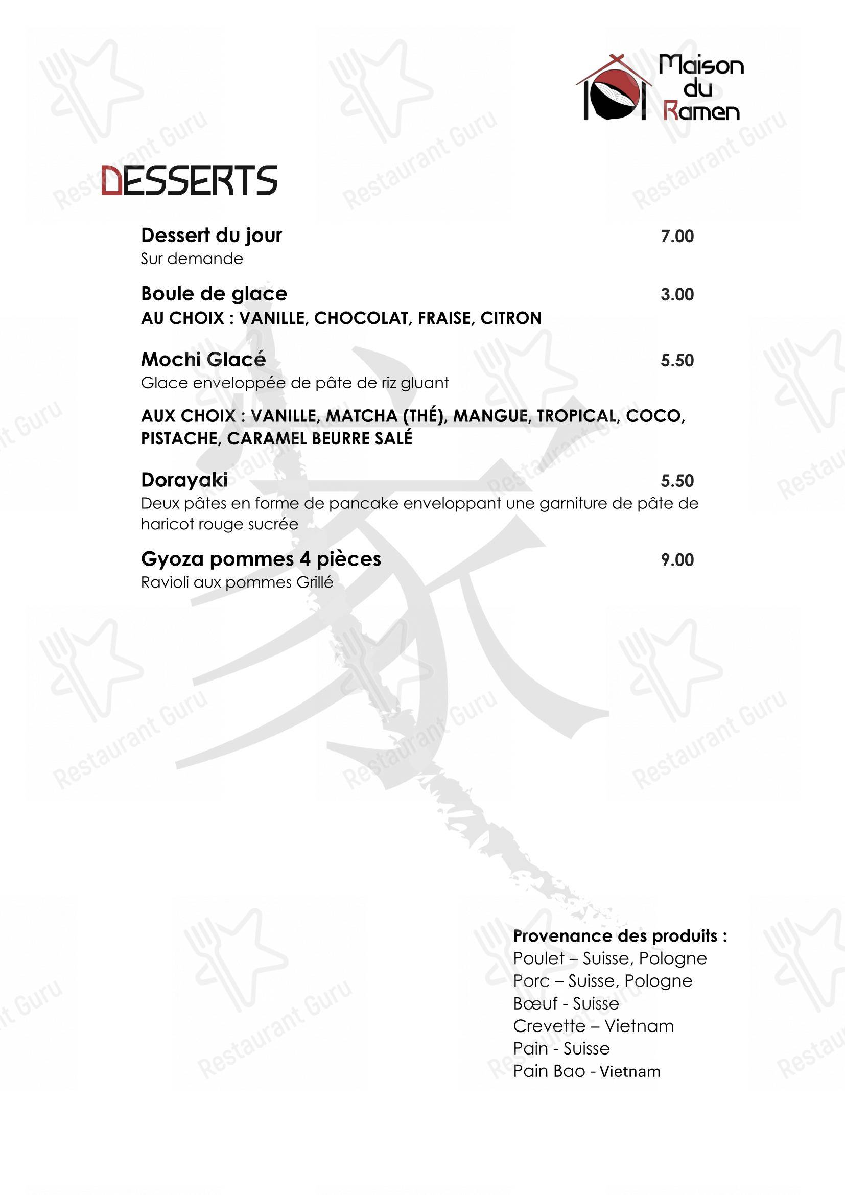 Maison du Ramen dans Neuchâtel - Menu