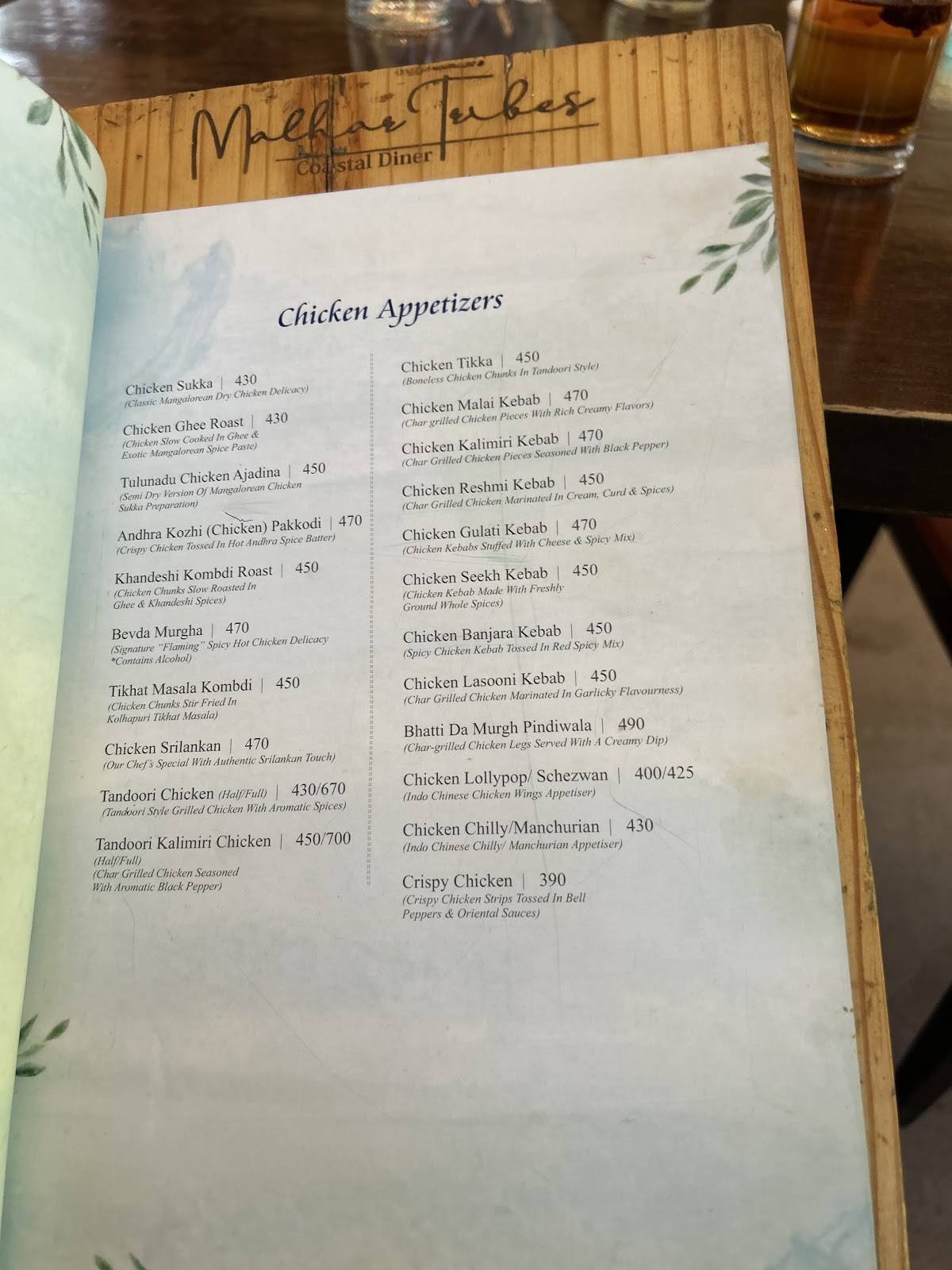 Malhar Tribes Restaurant Bar menu