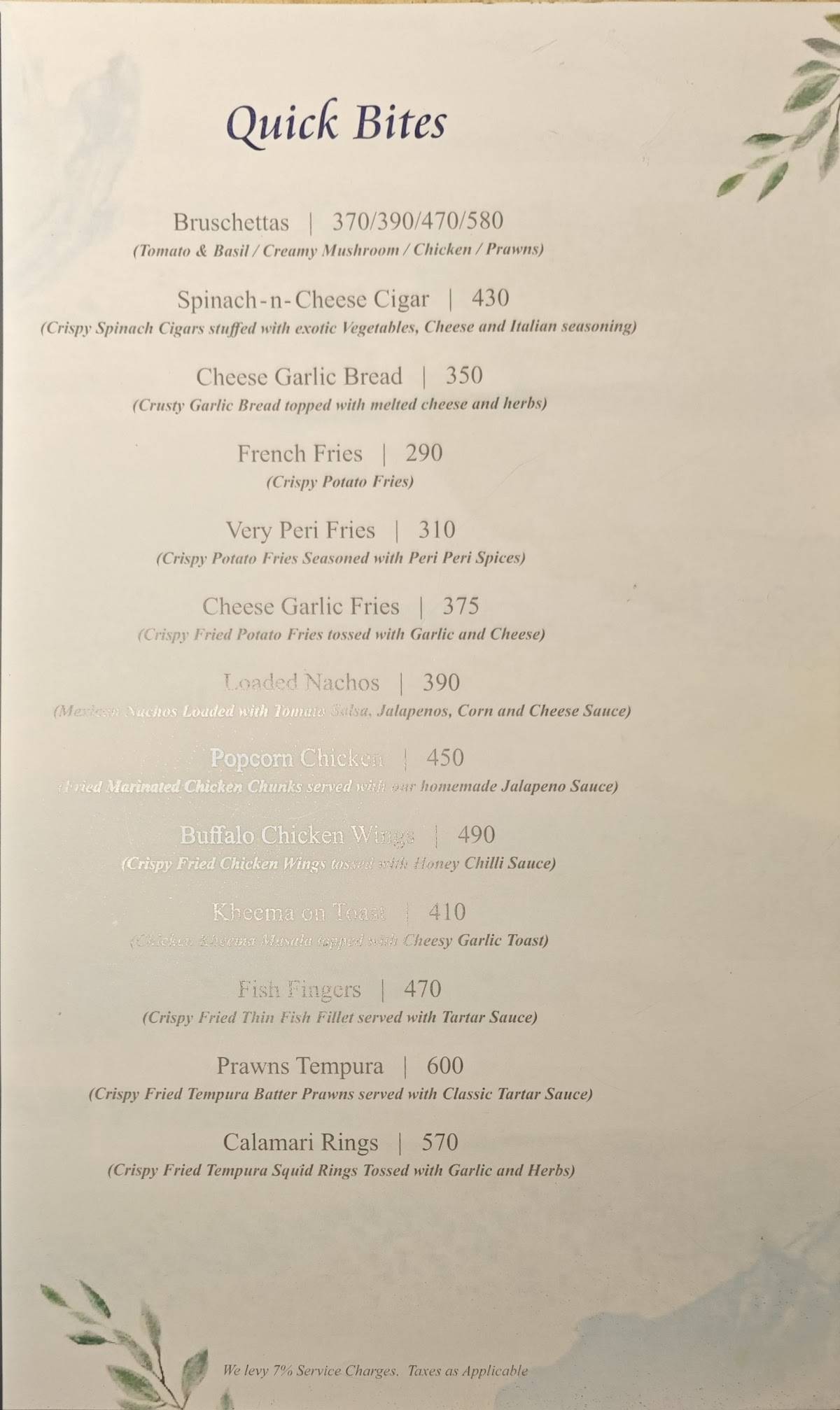 Malhar Tribes Restaurant & Bar menu