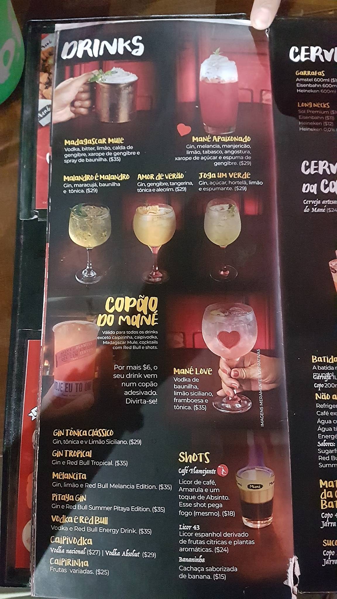 Mané Ipanema cardápio