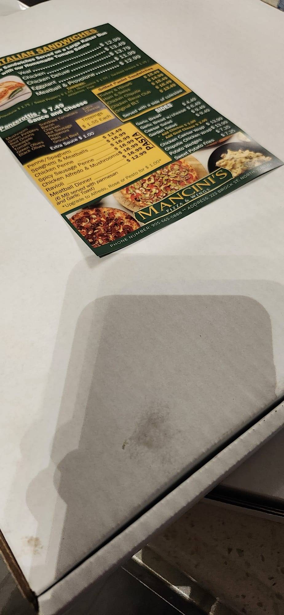 Menu de Mancini's Pizza and Wings