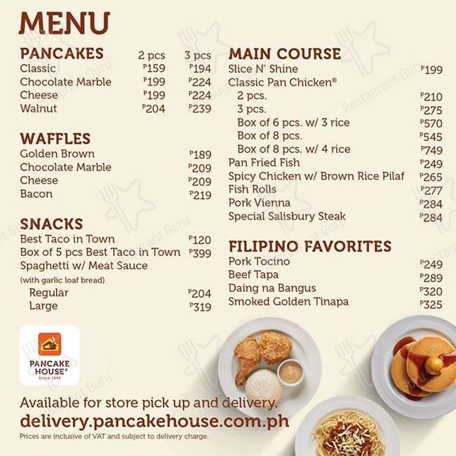 Pancake House menu