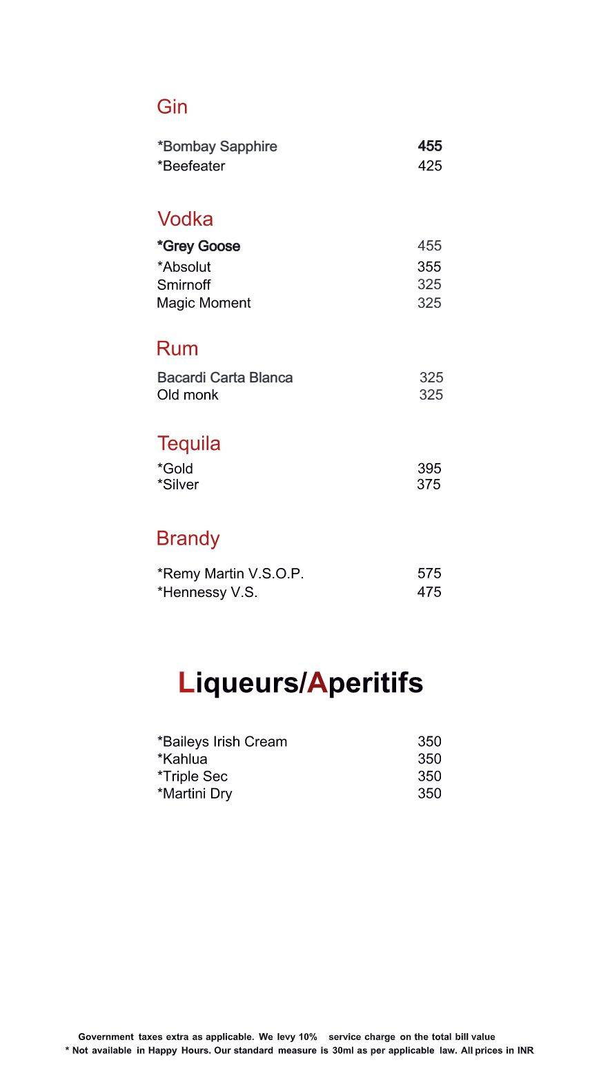 Mandarin Trail menu