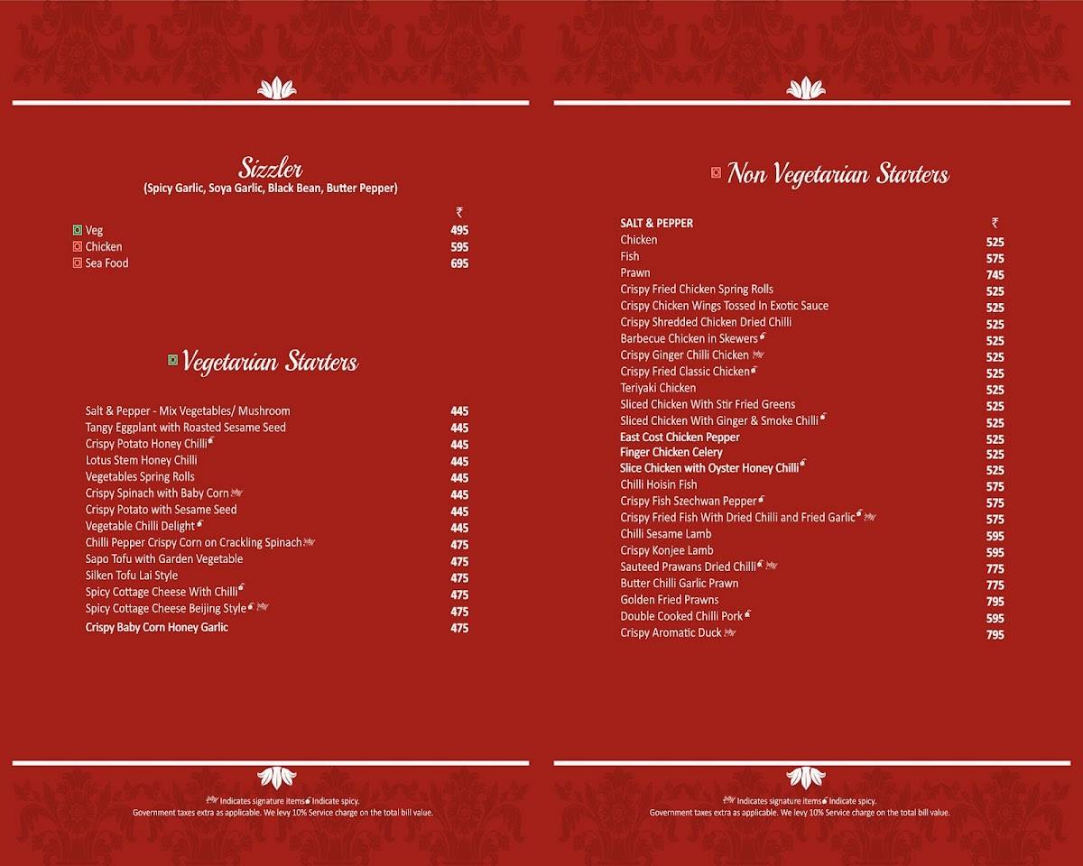 Mandarin Trail menu
